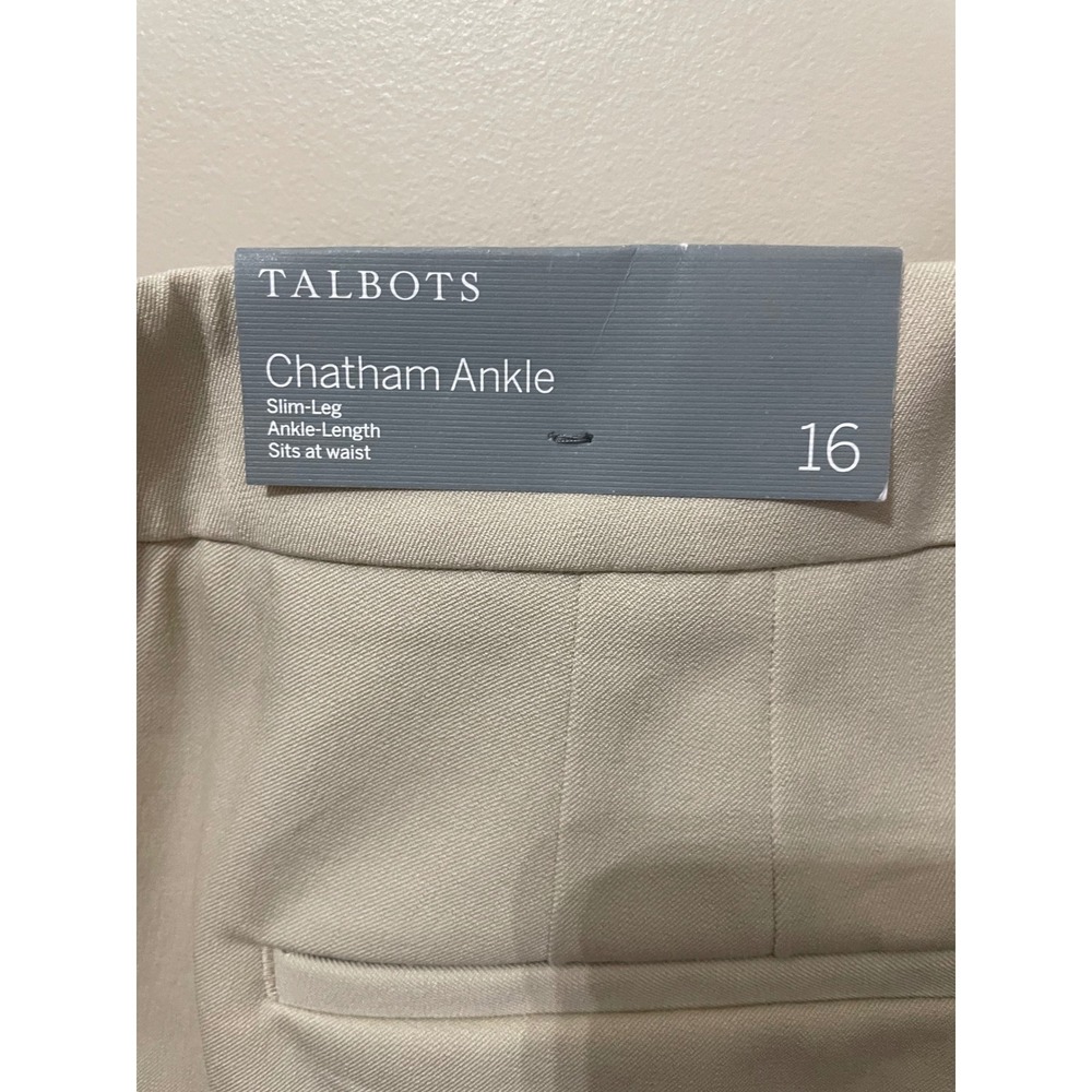 Talbots Chatham Ankle Pants Size 16 Beige Tan Slim Leg Trousers Office Casual - Picture 5 of 9